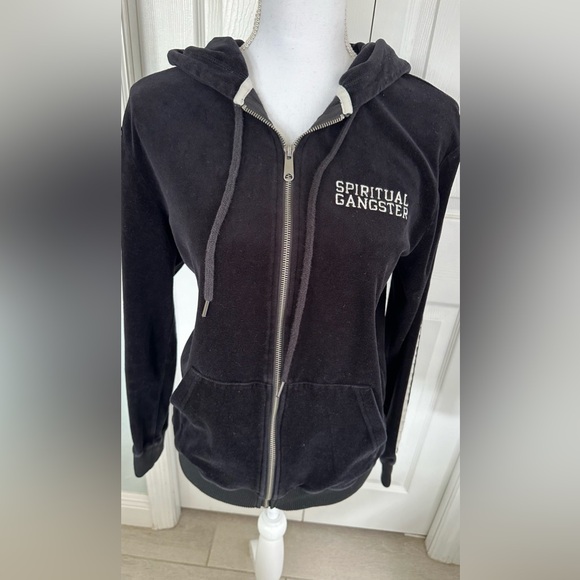Authentic Spiritual Gangster Black Velour hoodie - Picture 6 of 13